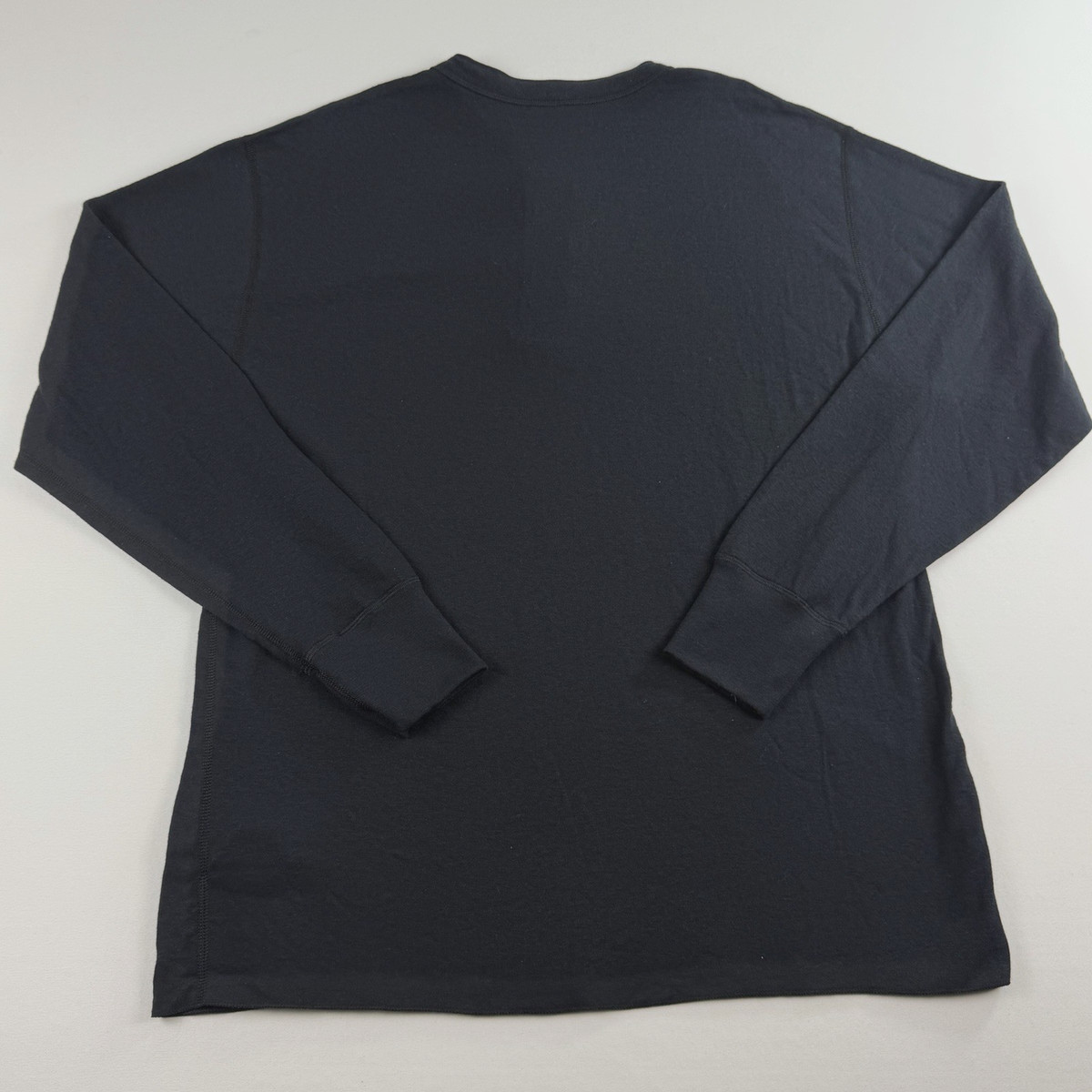 LL Bean Mens XL Blue Thermal Long Sleeve Tee Wool Blend Outdoor Henley Shirt View 5