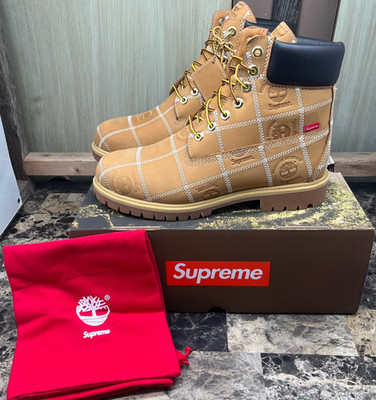 Supreme x Timberland 6'' Premium Waterproof Boot Patchwork Wheat Men's 9 NEW