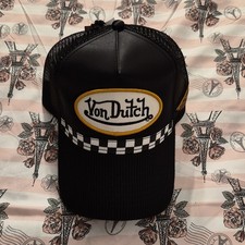 VON DUTCH BLACK  WHITE TRUCKER HAT MESH BACK ADJUSTABLE CHECK ONE SIZE
