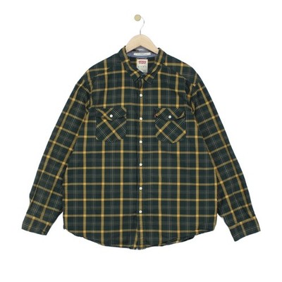 Levis Karohemd Herren Größe 3XL Grün Knopfleiste Langarm