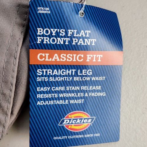DICKIES Flat Front Pants 10 Husky Classic Fit Straight Leg Khaki Boys NWT - Picture 5 of 9