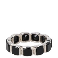 TOM WOOD Cushion Band Onx Ring Black Silver White Demi Fine Stacking 62 RRP 485