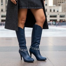 Women Silver Metal Boot Chain Chunky Links Bracelet Shoe Charm HANDMADE SET