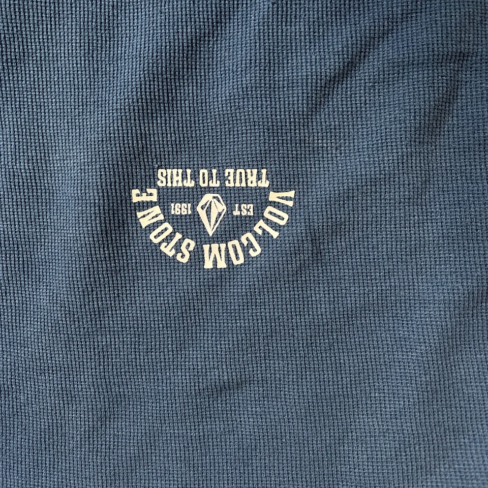 Volcom Thermal Shirt Mens XXL Blue Waffle Knit Long Sleeve Graphic Surf Skate - Image 3 of 4