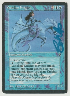 Neon Blue Signed Vodalian Knights HP Artist Susan Van Camp MTG Reserved List!