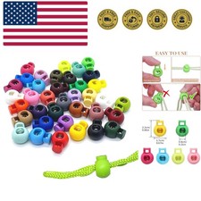 Plastic Cord Locks for Drawstrings Shoelaces, 100 Pcs Adjustable Round Cord S...