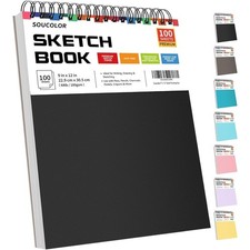 9" x 12" Sketch Book, 100 Sheets Top Spiral Bound Sketchbook with Acid-Free