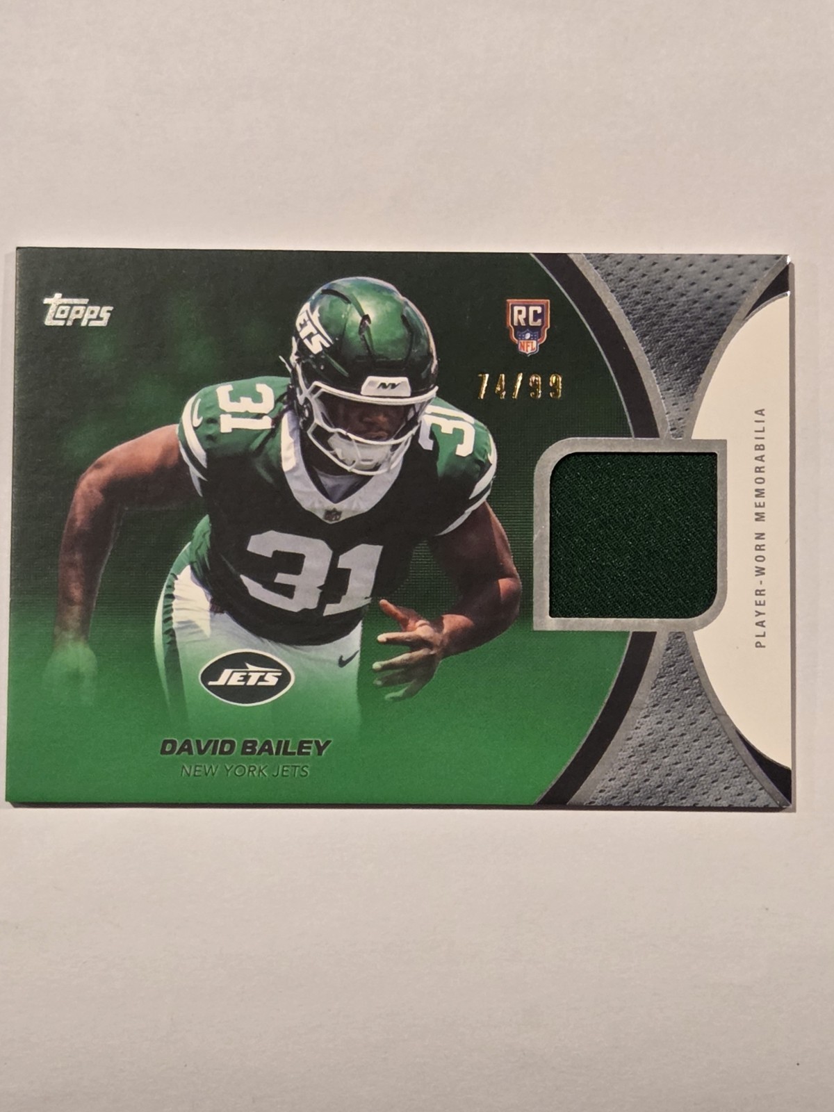 2026 Topps Flagship David Bailey RC /99 Rookie Material #RMC-DBA Relic Jets
