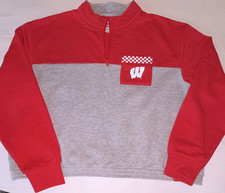 Wisconsin Badgers Women s XL Red Gray Half-Zip Sweatshirt