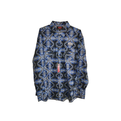 Men's Rock & Roll Long Sleeve Snap Western XXL Shirt - Blue Aztec Print NEW NWT