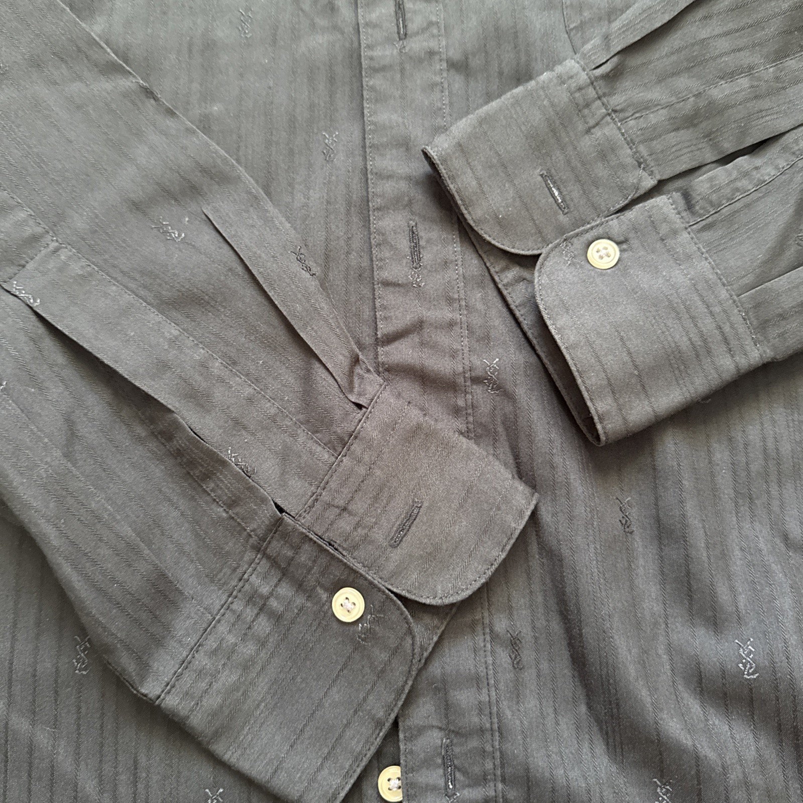 Camicia Yves Saint Laurent Monogram Vintage anni 90 Nero Vestito Bottoni 17 34 35 YSL