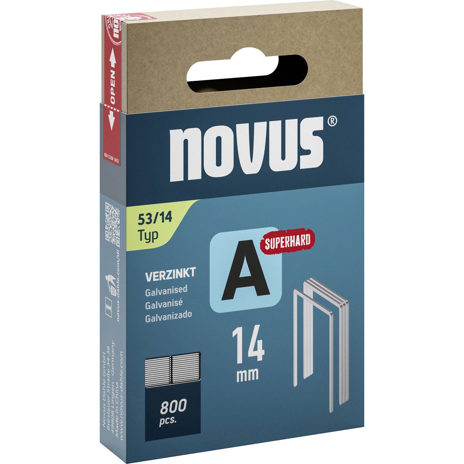 Novus Staple Strip Type 53, 800 pieces, 14x11.3mm, Fine Wire Clip