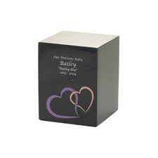 Monumental Memorials Hearts Pink Black, Medium Urn