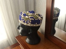 Uzbek Embroidered Skullcap 23.6"/60 cm Kufi Hat Ethnic Doppa Boho Unisex cap