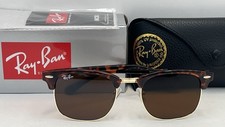 RAY-BAN RB3016 Clubmaster Sunglasses Tortoise Frame/ Brown Lens NEW 