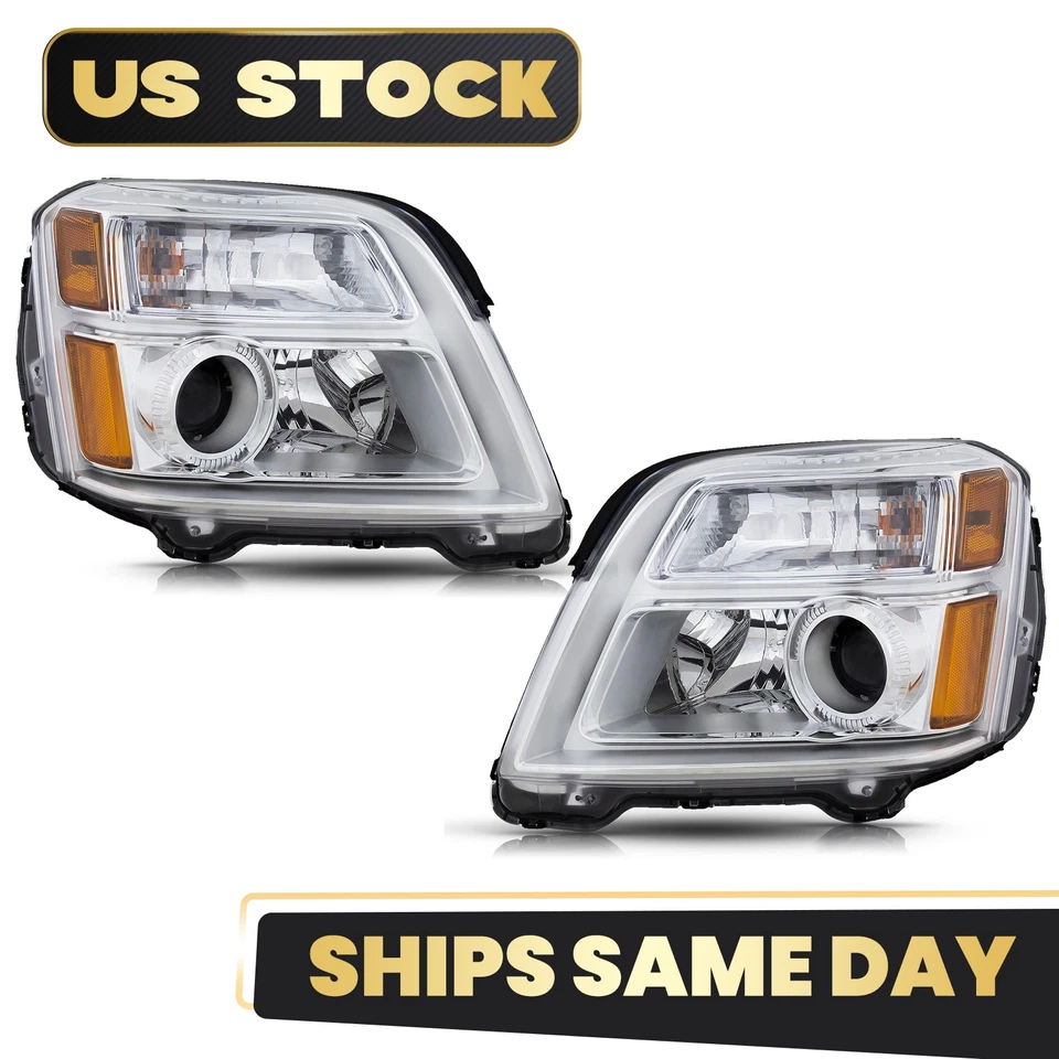 Halogen Headlight For 2016-2017 GMC Terrain SL SLE SLT with Bulb Left+Right Pair Foto 2 de 4