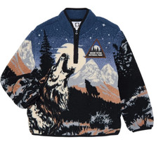 Grand Teton Nat. Park Fleece Big Boys Pullover Size XL 14/16 Sherpa Wolf 1/4 Zip
