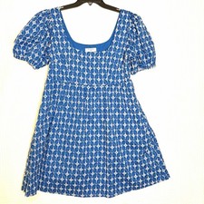 Target x Rhode Blue Puff Sleeve Short Eyelet Mini Babydoll Dress Pockets Size M