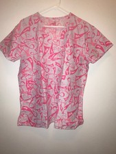  BREAST CANCER Women Scrub Top Size Large 
