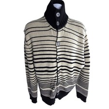 ETRO 100 Cashmere Thick Chunky 8 Ply Striped Cardigan Sweater L / XL Italy