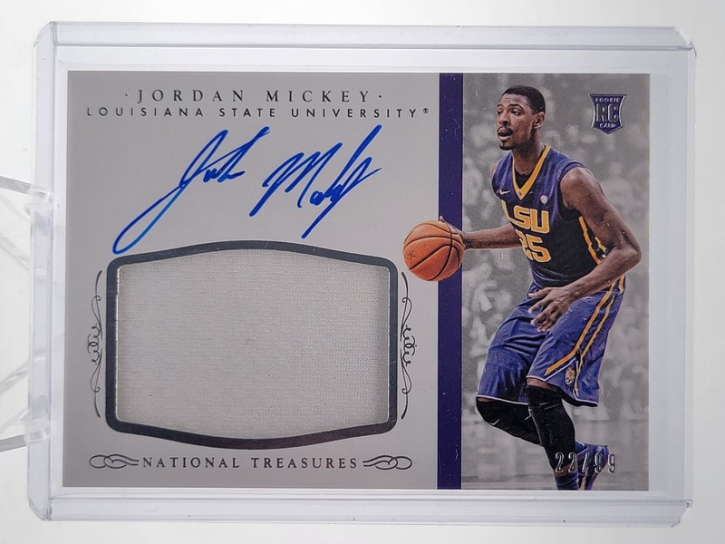 JORDAN MICKEY 2015-16 NATIONAL TREASURES RPA ROOKIE PATCH RC AUTO /99 #357 Q2091