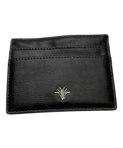 Christian Dior Porte Carte Porte Portefeuille Compact Sac à Main Noir Authentique