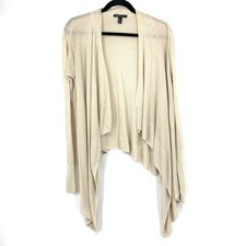 Mango Waterfall Open Front Cardigan Sweater Womens Size Small Beige Long Sleeve