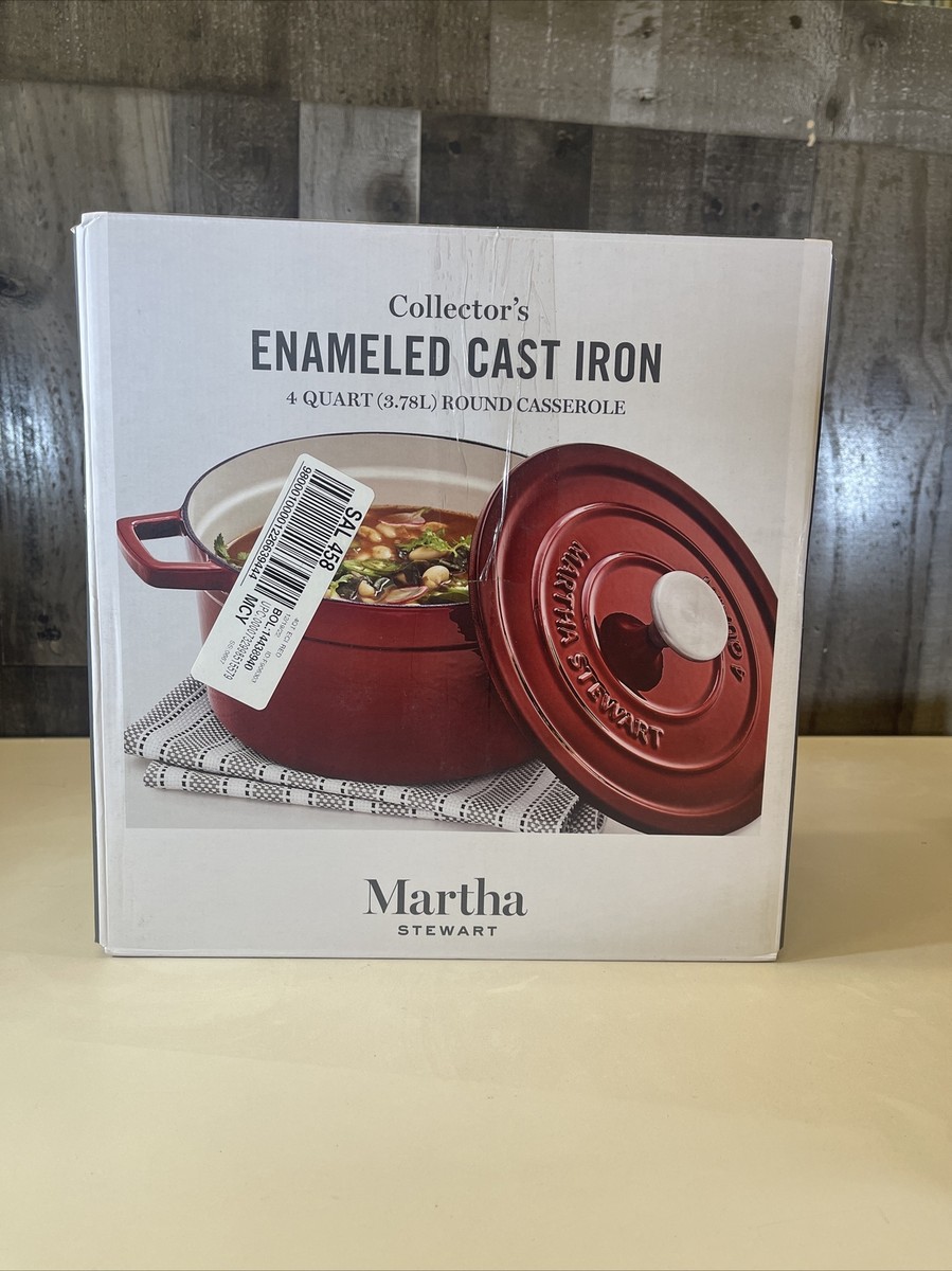 Martha Stewart Collector's Enameled Cast Iron Quart Round Casserole Red