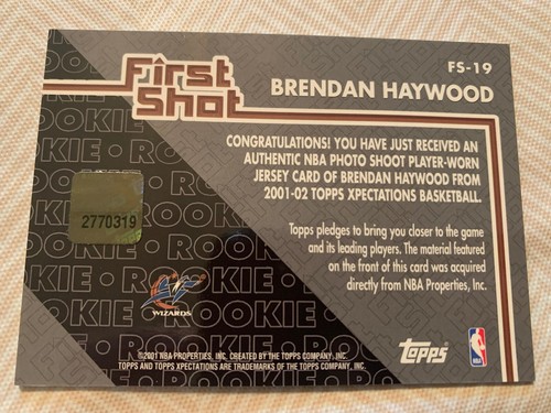 Brendan Haywood 2001 Topps jersey basketball card - Picture 2 of 2