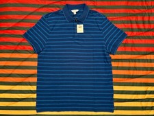 NOS NWT Calvin Klein Jeans Polo Golf Shirt Dark/Light Blue Stripes Mens Small