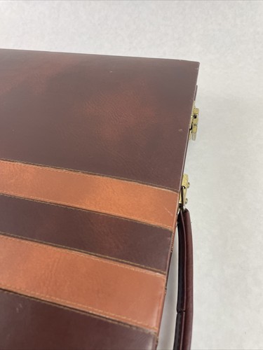 Backgammon Game Checkers Brown Cream Faux Leather Case 18 x 15 Vintage - Picture 21 of 22