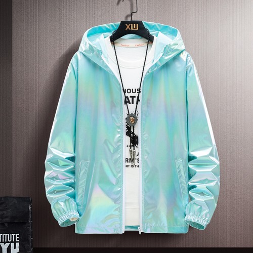 Men's Waterproof Wind Breaker Jacket Hoodie Light Outwear Colorful Thin Coat - Picture 7 of 21