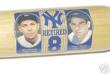 BILL DICKEY & YOGI BERRA NEW YORK YANKEES RETIRED # COOPERSTOWN AUTOGRAPHED  BAT