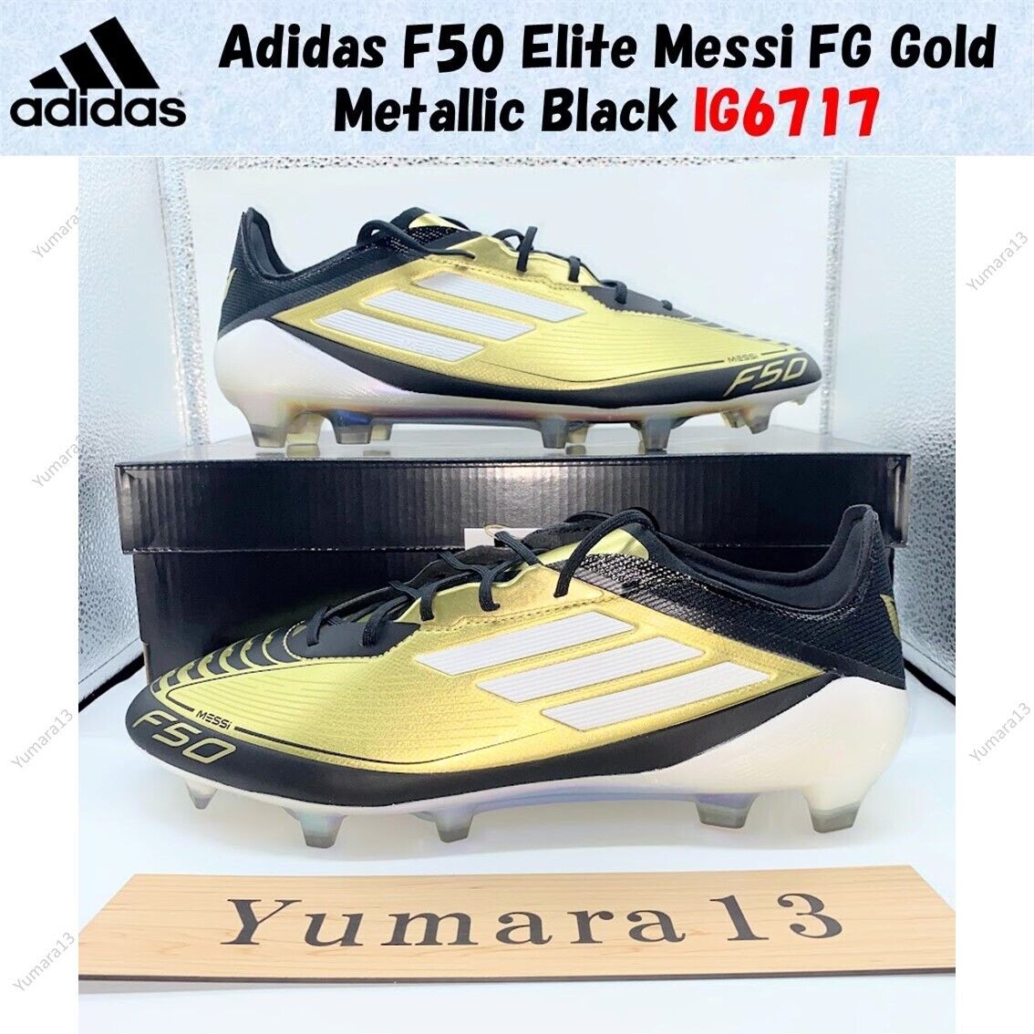 Adidas F50 Elite Messi FG Gold Metallic Black IG6717 Men's Adidas F50 Elite Messi FG Gold Metallic Black IG6717 Men's