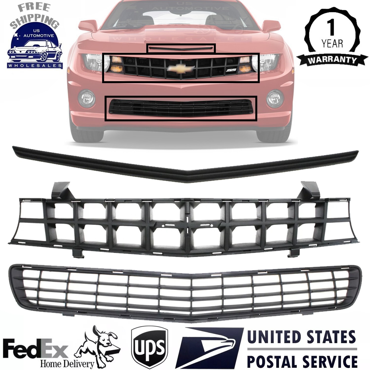 New Front Bumper Grille Assembly kit For 2010-2013 Chevrolet Camaro SS ...