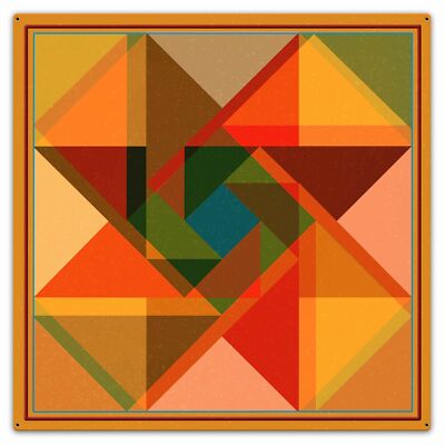 TRIANGLE OVERLAY QUILT BLOCK PATTERN 36'' SQUARE HEAVY DUTY USA MADE METAL SIGN