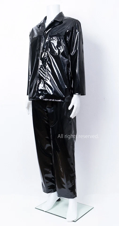 Ropa de dormir brillante de PVC (con forro de PVC) negro (talla 4 para hombre) pijama, amante del esmalte Foto 2 de 4
