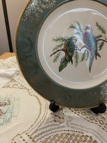 Vintage Decorative Ceramic Serving/cake/ Wall Plate.Gold & parrot pattern - Picture 4 of 7