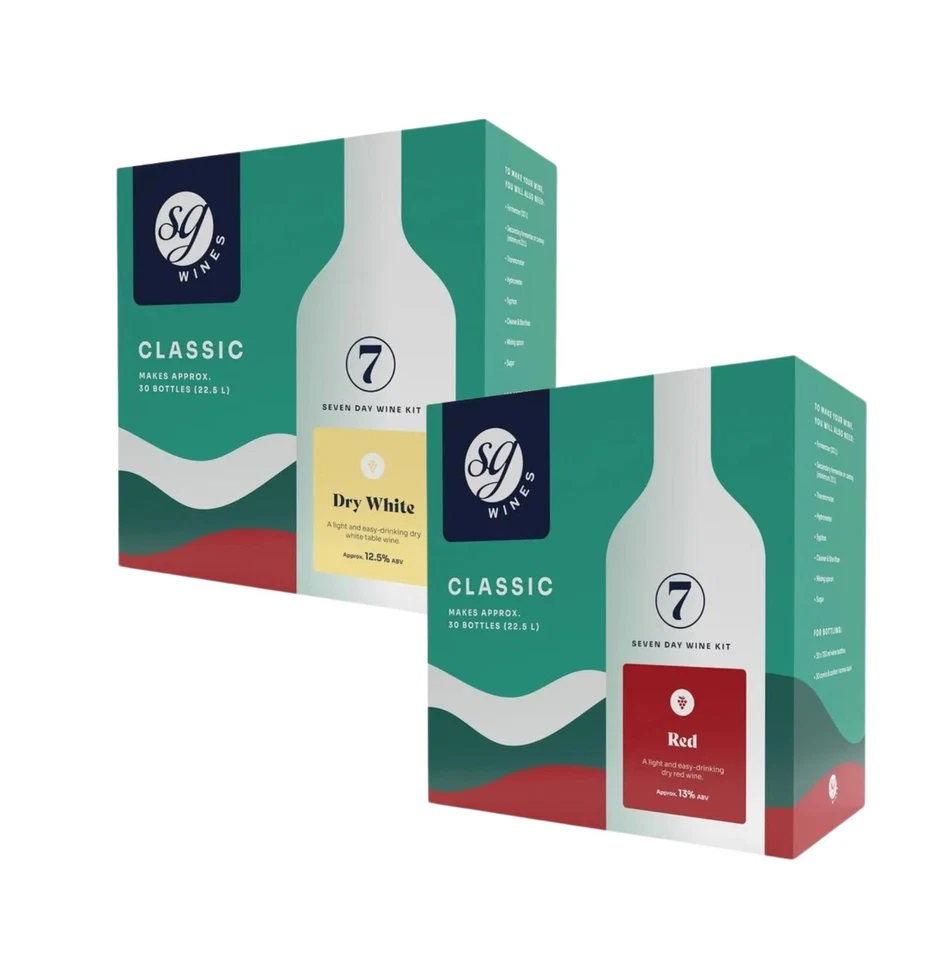SOLOMON GRUNDY SG Wines Classic 30 Bottles 7 Days Wine Making Kit FULL RANGE