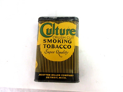 VINTAGE ADVERTISING  EMPTY CULTURE CRUCH VERTICAL POCKET TOBACCO TIN  691-