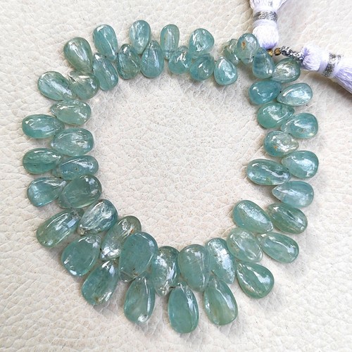 Cuentas de pera lisas de 7" de cianita azul aguamarina natural tamaño 7x4 a 11x7 mm - Imagen 2 de 4