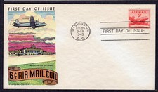 1949 6c Transport COIL Airmail (Scott C41) - Fluegel FDC NT746