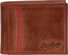 Rawlings Dark Brown Tanned Leather Baseball Stitch Wallet for Men