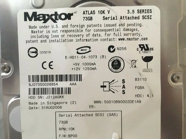 New Maxtor Atlas 10K 8J073S0028854 Serial Attached SCSI SAS Enterprise Drive - Image 2 of 2