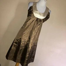 Molly New York Size 0 Dress Bronze Gold Satiny Sleeveless Sheath Lined Womens W2