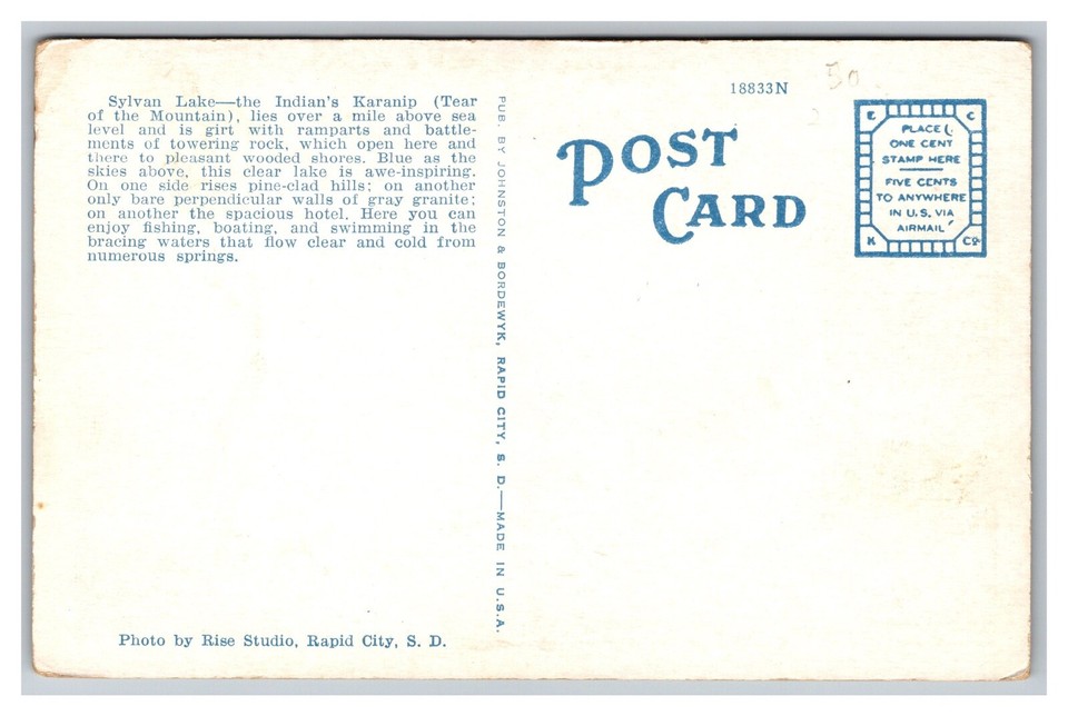 Black Hills SD South Dakota Sylvan Lake Hotel Aerial View White Border