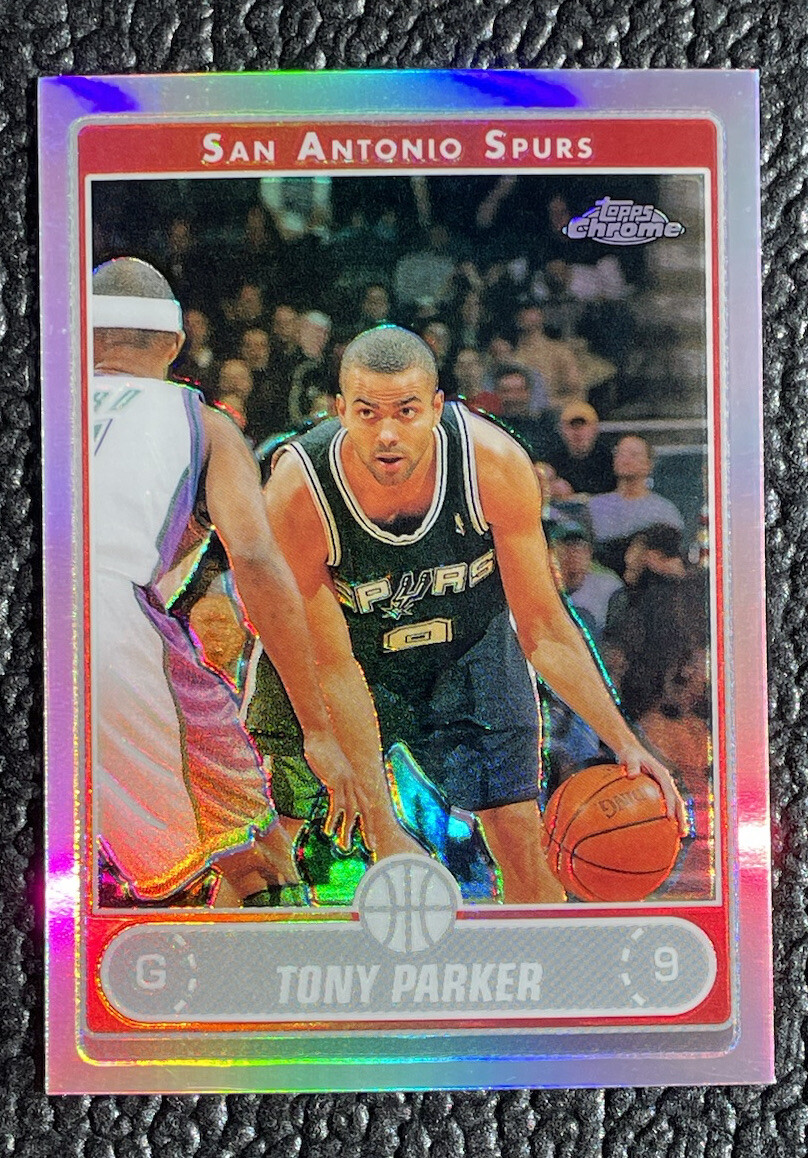 🔥TONY PARKER 2006-07 TOPPS CHROME SILVER REFRACTOR!🔥SPURS HOF!