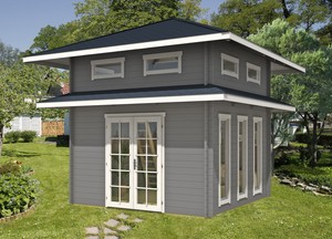 Gartenhaus Nebraska-44 Holz 40 mm 544x544 cm Spitzdach ...
