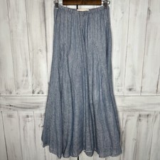 CP SHADES X RON HERMAN LILY 100 LINEN BLUE WHITE STRIPED LINED MAXI SKIRT XS