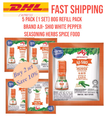 5Pack (1 set) 80G REFILL PACK AJI-SHIO WHITE PEPPER Seasoning Herbs Spice Food